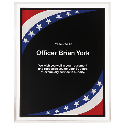 7" x 9" Stars & Stripes Border Acrylic Clear-Plaq