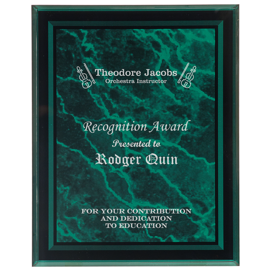 8" x 10" Green Marble Border Acrylic Clear-Plaq