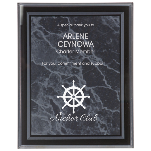 9" x 11" Black Marble Border Acrylic Clear-Plaq