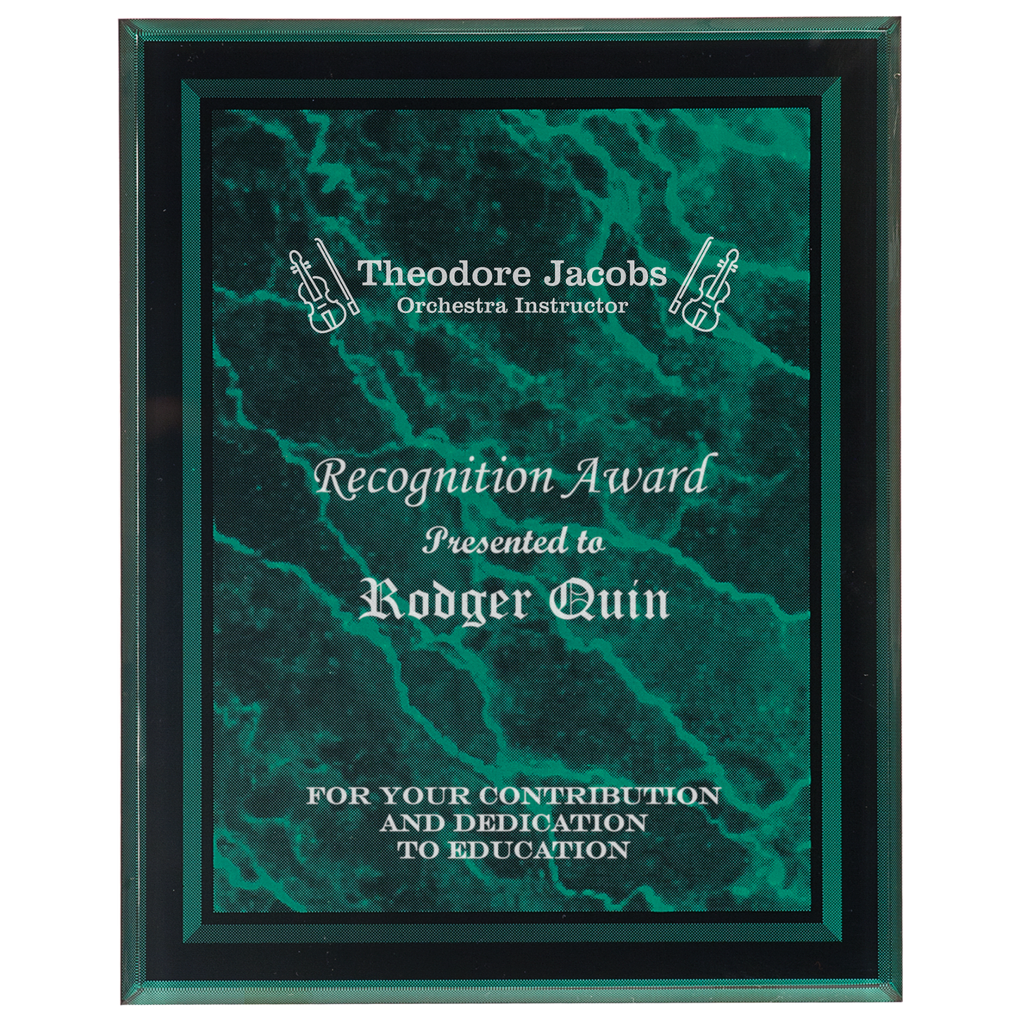 9" x 11" Green Marble Border Acrylic Clear-Plaq