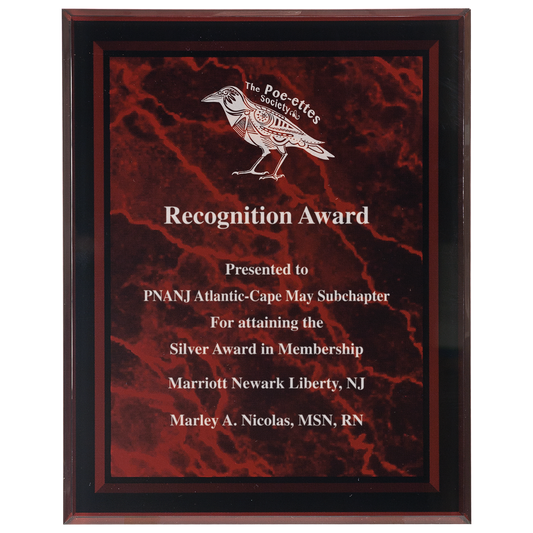 9" x 11" Red Marble Border Acrylic Clear-Plaq