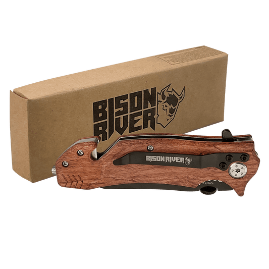 Bison River Wood Handle and Anodized Aluminum Rescue Knife Collection
