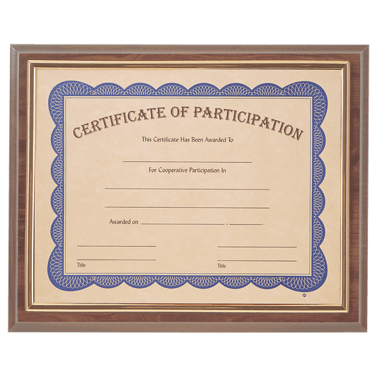 Cherry Finish Plaque with Gold Slide-In Certificate Frame