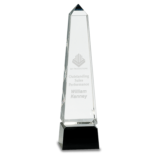 10" Crystal Obelisk on a Black Crystal Base