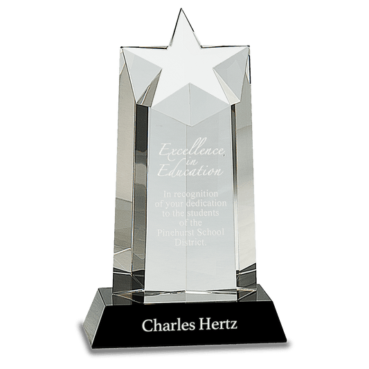 9 1/4" Crystal Star Column on a Black Crystal Base