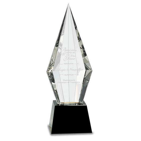 11" Crystal Faceted Obelisk on a Black Crystal Base