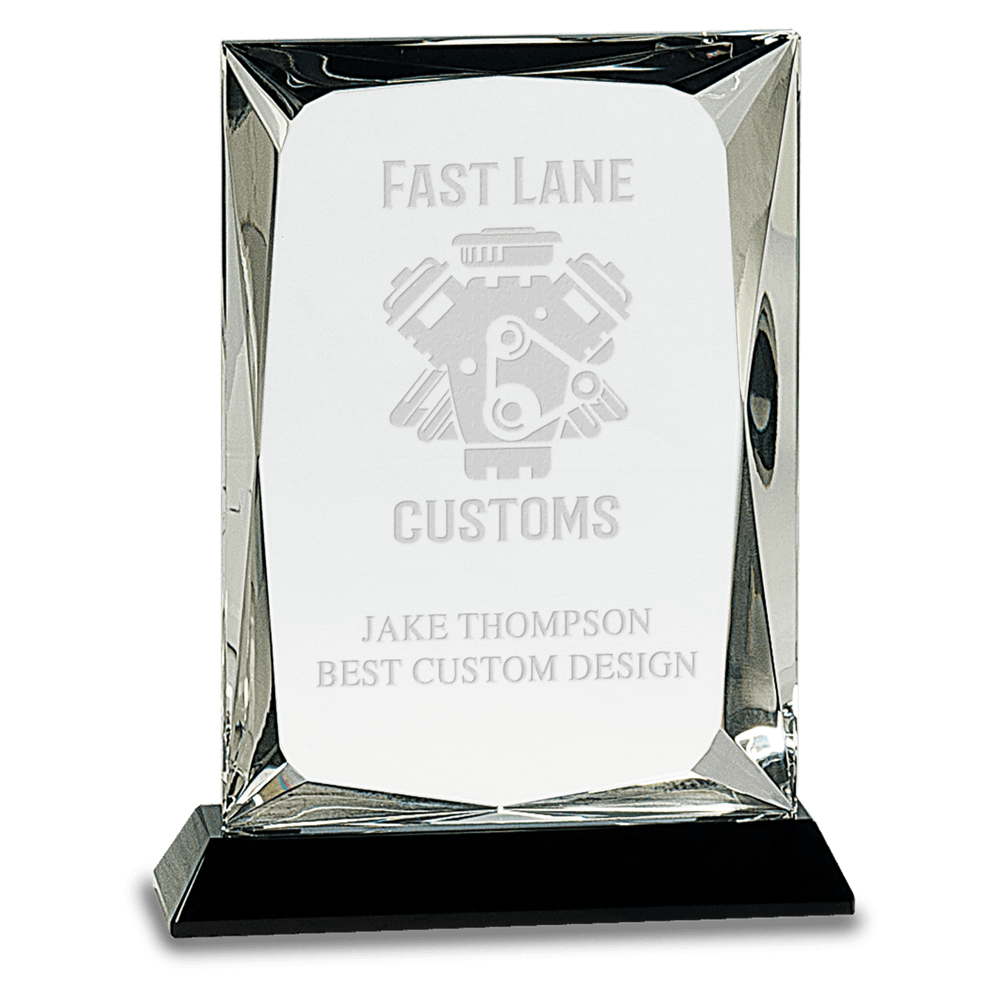 7" Crystal Facet Rectangle on a Black Crystal Base