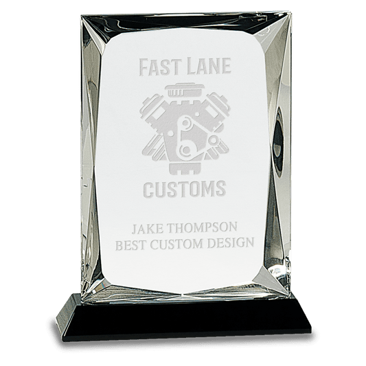 7" Crystal Facet Rectangle on a Black Crystal Base
