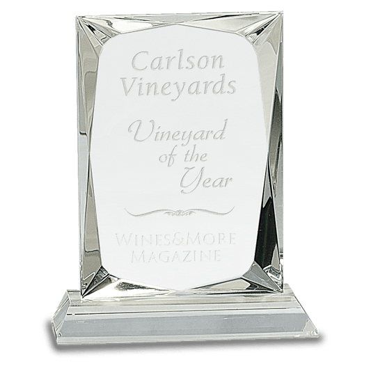 6 1/4" Crystal Facet Rectangle on a Clear Crystal Base