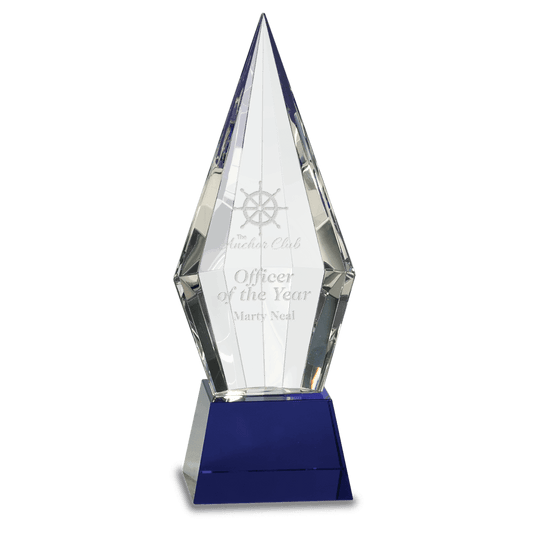 9 1/2" Crystal Faceted Obelisk on a Blue Crystal Base