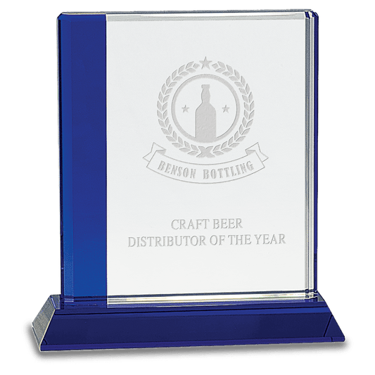 7" Crystal with Blue Edge on a Blue Crystal Base