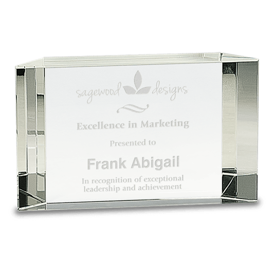 6" x 3 1/2" Crystal Facet Block Award