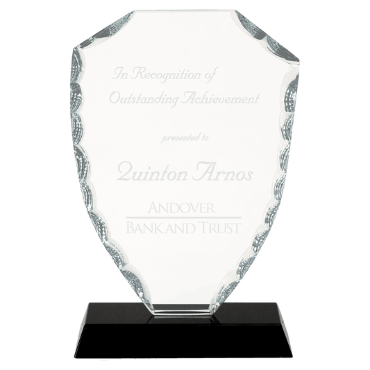 6 1/2" Shield Facet Glass on a Black Crystal Base