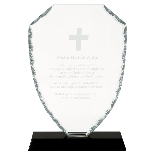 8 1/4" Shield Facet Glass on a Black Crystal Base