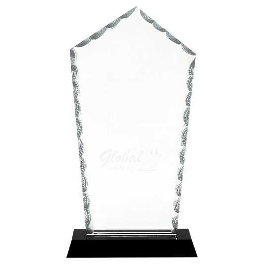 9 3/4" Diamond Facet Glass on a Black Crystal Base