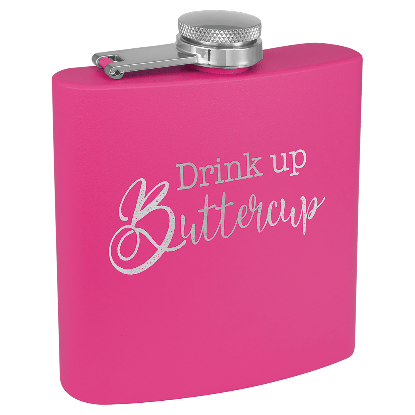 Pink 6 oz. Powder Coated Stainless Steel Flask