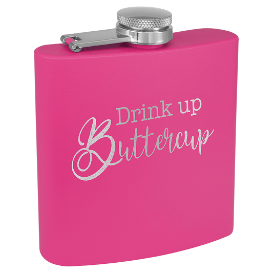 Pink 6 oz. Powder Coated Stainless Steel Flask