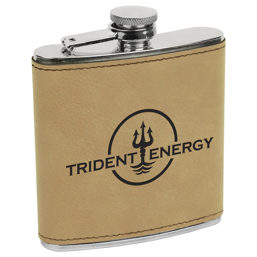 Light Brown 6 oz. Leatherette Flask