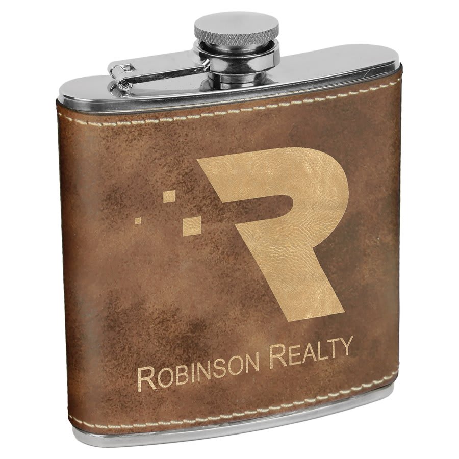 Rustic/Gold 6 oz. Leatherette Flask