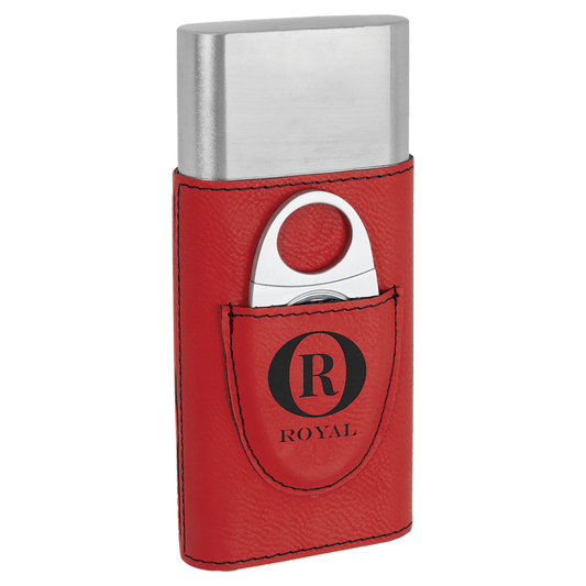 Red Leatherette Cigar Case with Cutter