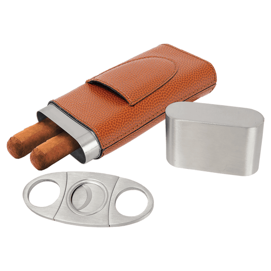 Basketball Leatherette Cigar Case with Cutter