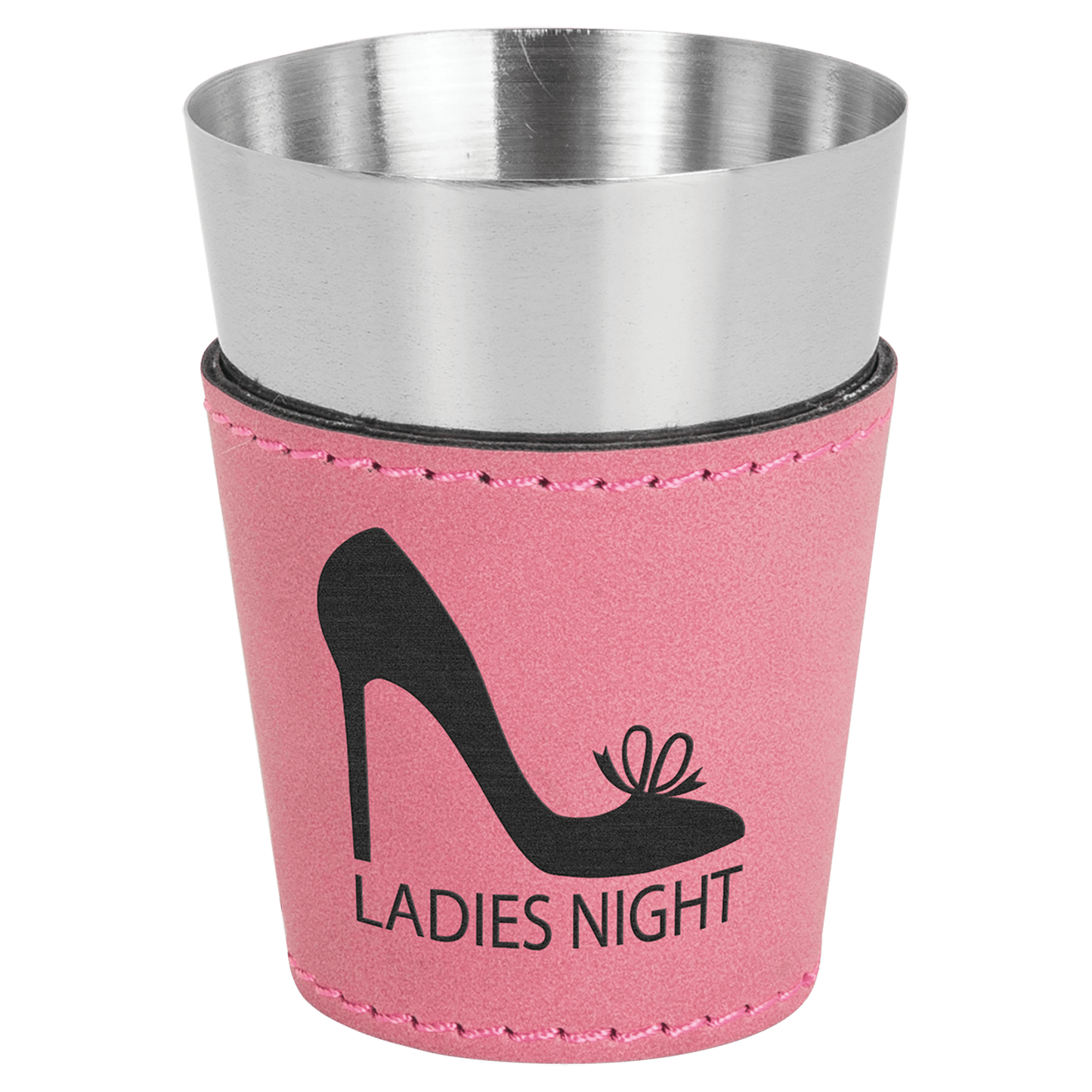 Pink Leatherette Wrapped Stainless Steel Shot Glass