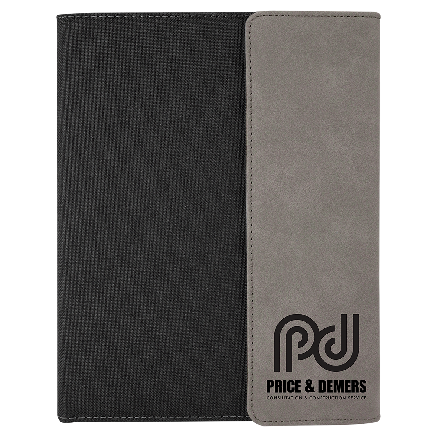 Black with Gray/Black Leatherette Canvas Portfolio with Notepad