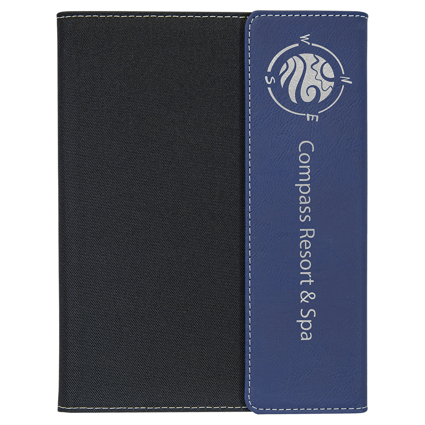 Black with Blue/Silver Leatherette Canvas Portfolio with Notepad