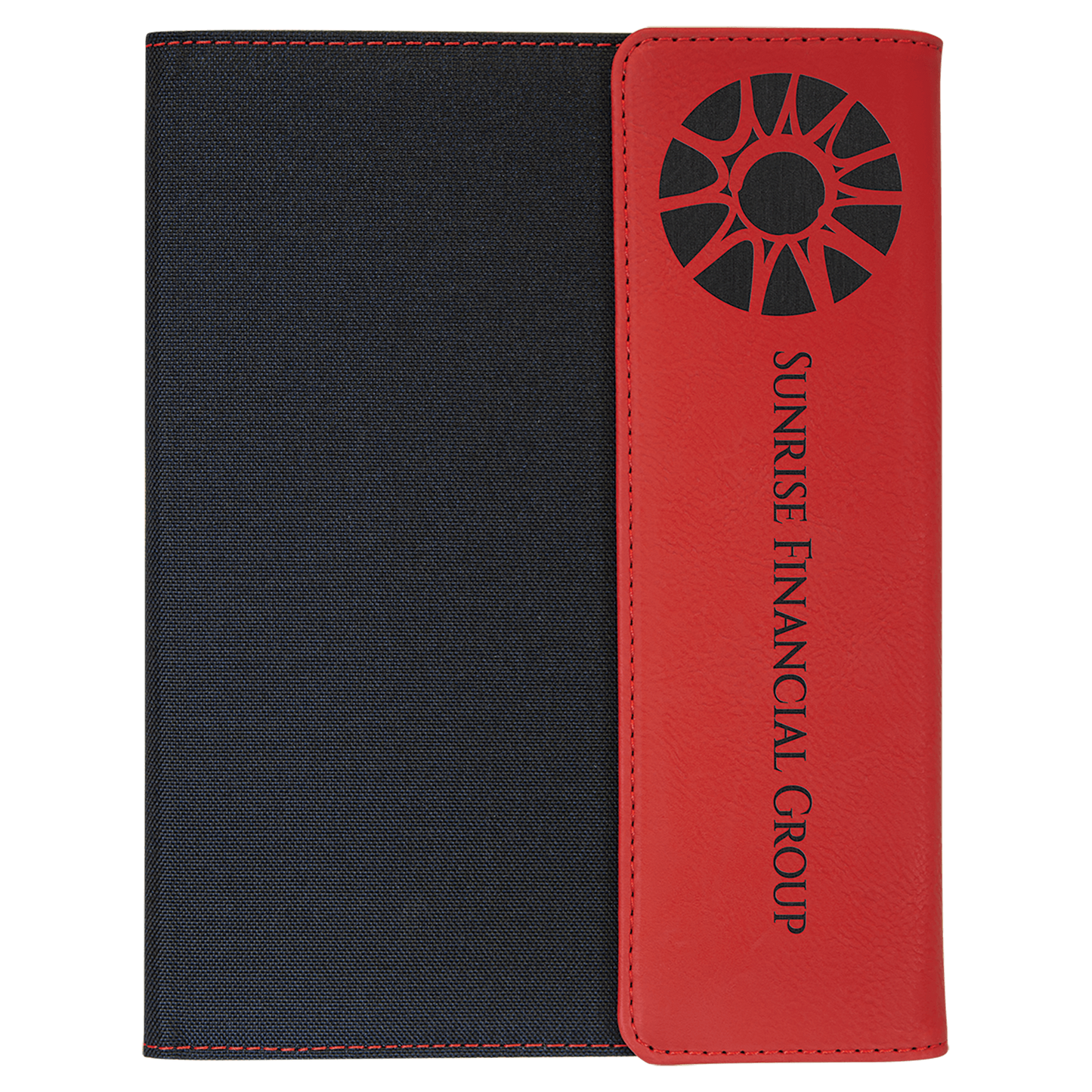 Black with Red/Black Leatherette Canvas Portfolio with Notepad