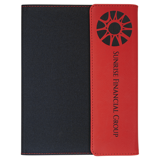 Black with Red/Black Leatherette Canvas Portfolio with Notepad