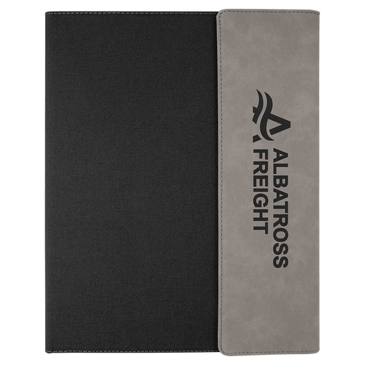 Black with Gray/Black Leatherette Canvas Portfolio with Notepad