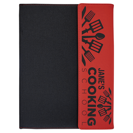 Black with Red/Black Leatherette Canvas Portfolio with Notepad