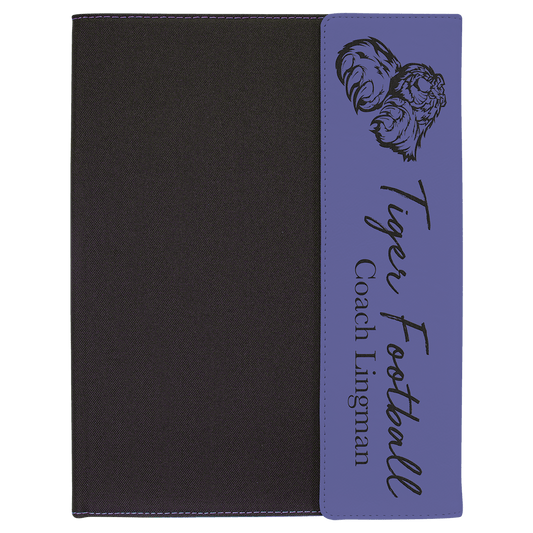 Black with Purple Leatherette Canvas Portfolio with Notepad