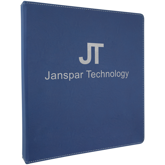 Blue/Silver Laserable Leatherette 3 Ring Binder with 1" Slant D Rings