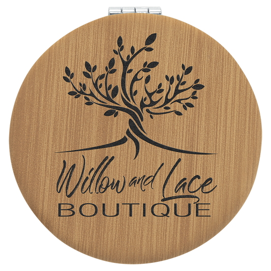 Bamboo Leatherette Compact Mirror