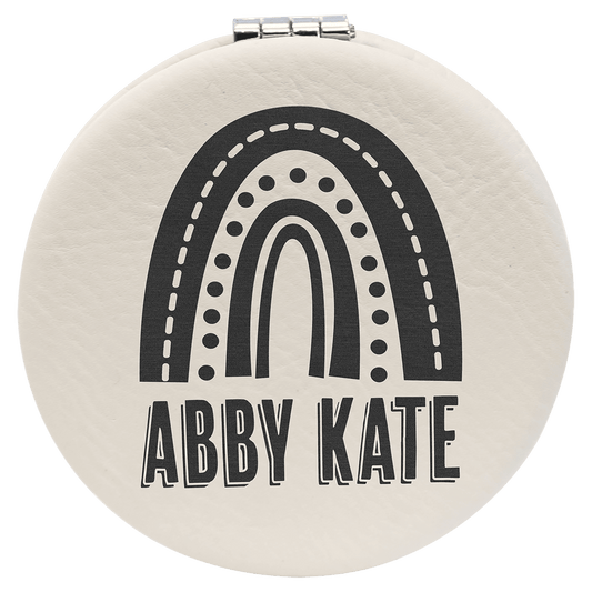 White Leatherette Compact Mirror