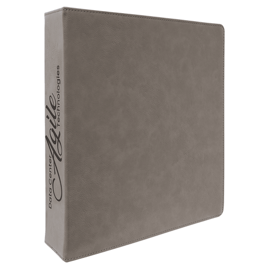 Gray Leatherette 3-Ring Binder with 2" Slant D Rings