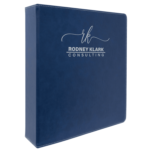 Blue/Silver Leatherette 3-Ring Binder with 2" Slant D Rings