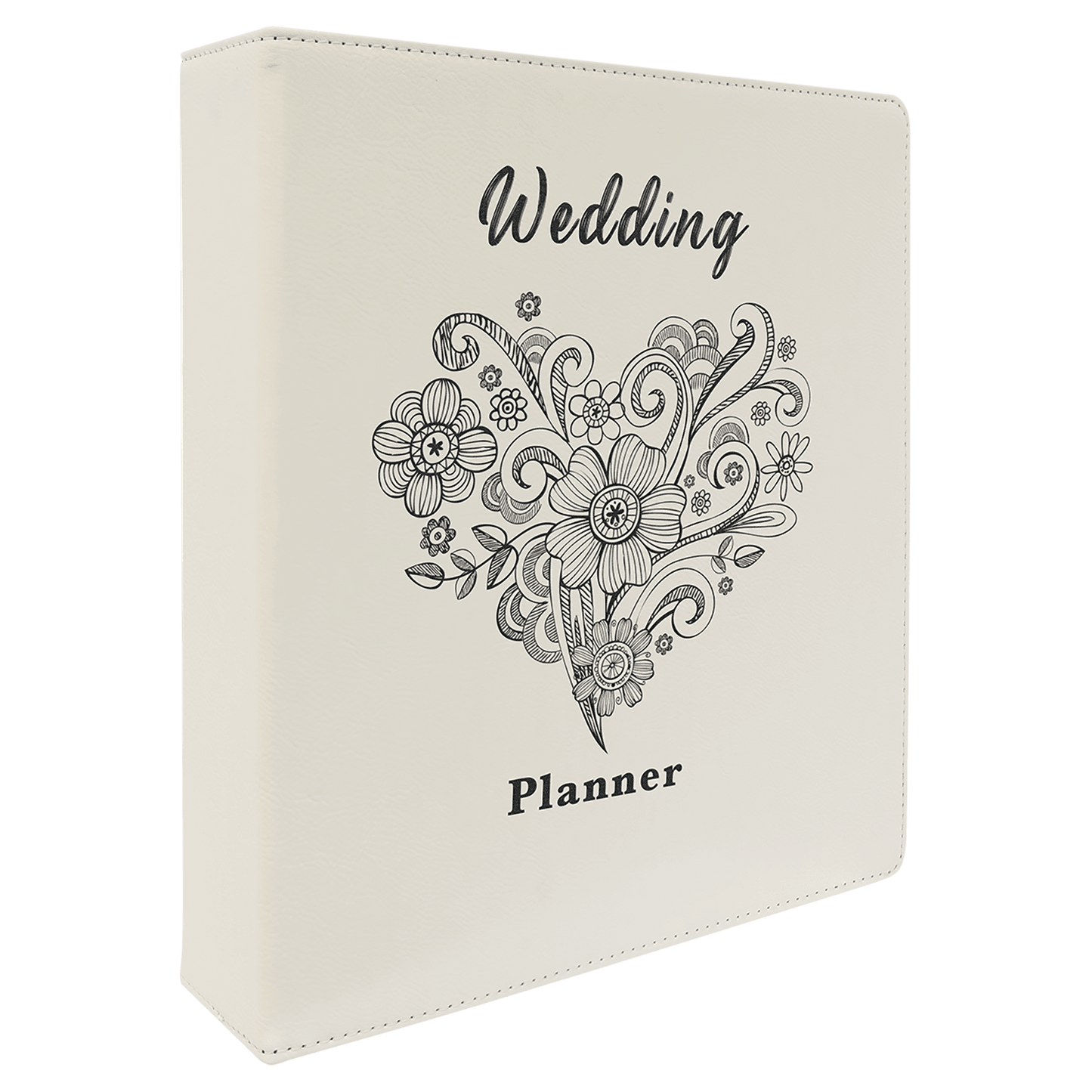White Leatherette 3-Ring Binder with 2" Slant D Rings