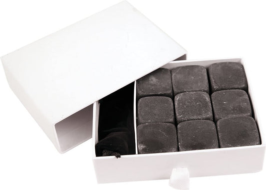 Black Basalt 9-Piece Whiskey Stone Set with Velvet Bag