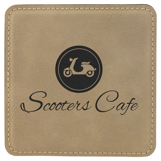 Light Brown Square Leatherette Coaster