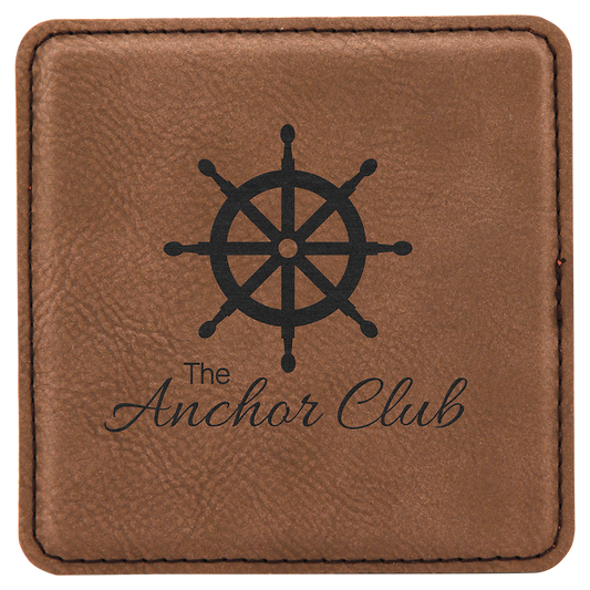 Dark Brown Square Leatherette Coaster