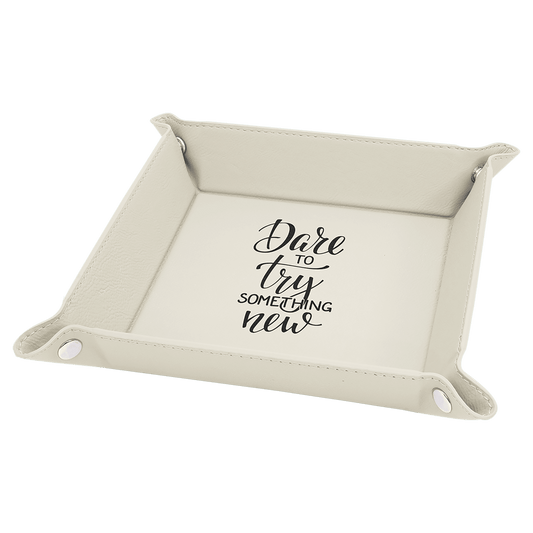 White Leatherette Snap Up Tray