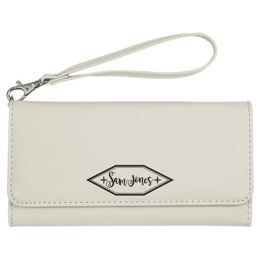 White Leatherette Wallet with Strap