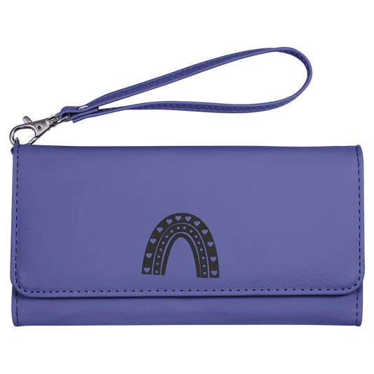 Purple Leatherette Wallet with Strap