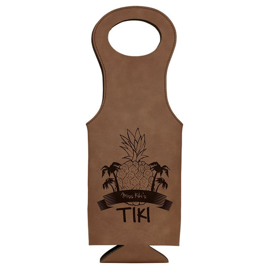 Dark Brown Leatherette Wine Bag