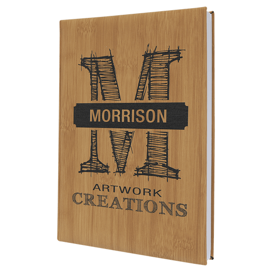 Bamboo Leatherette Sketch Book with White Unlined Paper