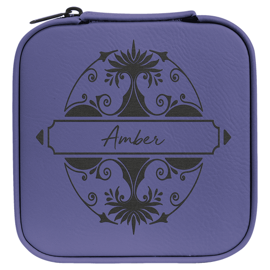 Purple Leatherette Travel Jewelry Box with Black Lining