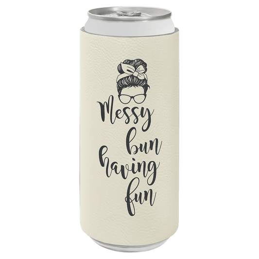 White Leatherette Slim Beverage Holder