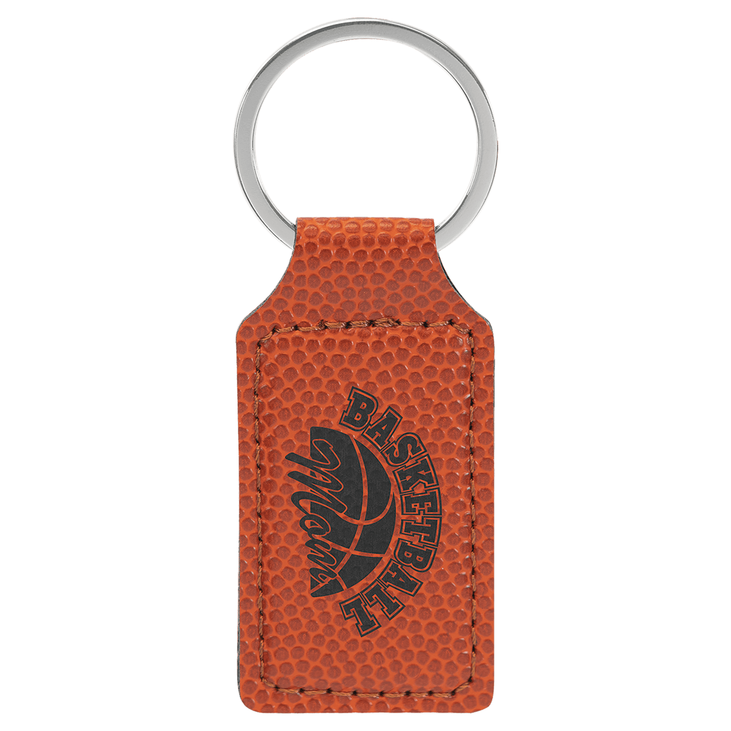Basketball Leatherette Rectangle Keychain